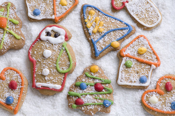 Fototapeta na wymiar Christmas cookies in coconut snow