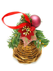 Wicker Christmas decoration with purple bauble