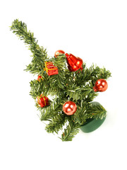 Small Christmas tree with nice red ornaments