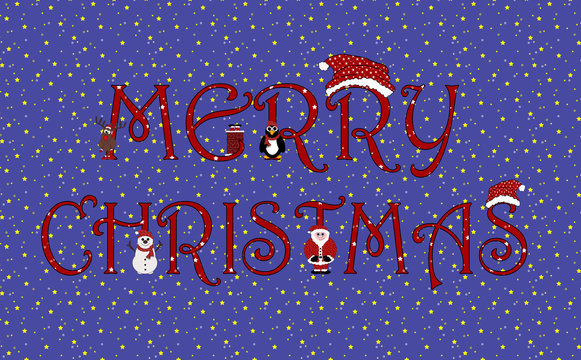 Merry Christmas Sign With Animations - On Magical Night Sky