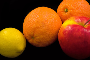 Fruits: orange, apple, lemon