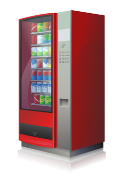 Distributeur automatique de boissons froides rouge (reflet)