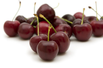 fresh cherries on white background