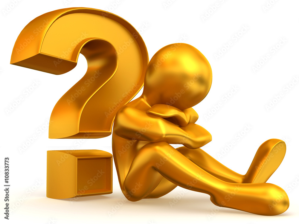 Aufkleber man with question