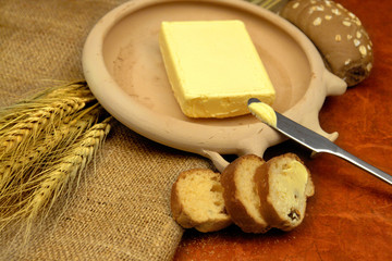 Butter on traditional ceramic