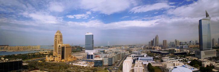 aerial shot of modern dubai panoramic, united arab emirates