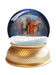 Golden snow globe with clipping path