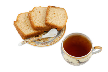 Teacup with cakes