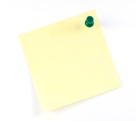 Yellow sticker note isolated on the white background