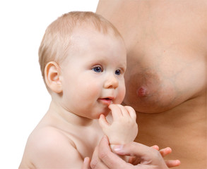Mother breast feed her baby