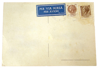 Blank Postcard with postage stamps