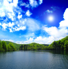 Fototapeta premium Nature relaxing landscape with lake