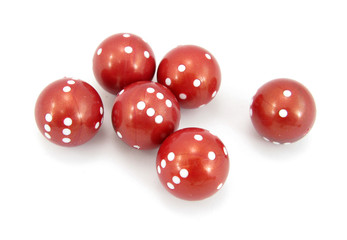 Red balls globes dice for gambling