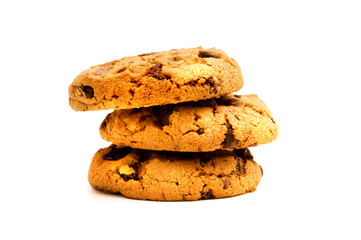 Chocolate cookies isolated on the white background
