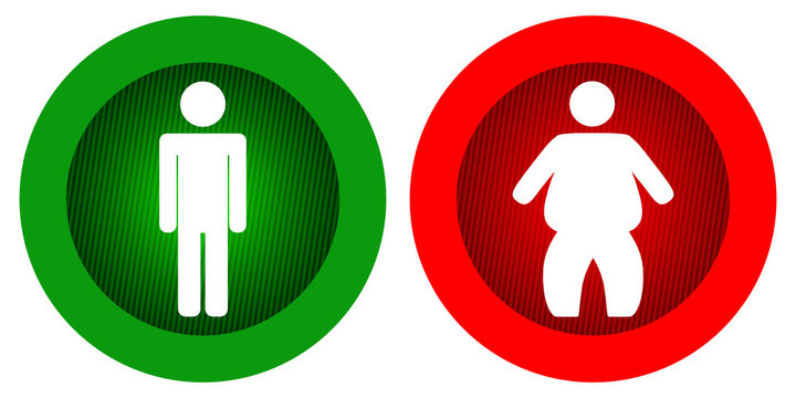 Illustrazione di uomo magro e grasso