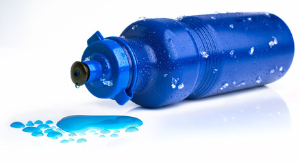 Blue plastic water bottle