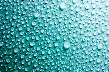 water drops on blue surface