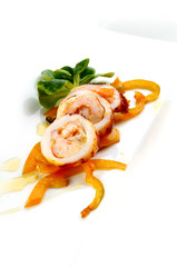 Calamari filled with boiled vegetable