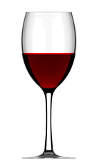 glass of red wine on white