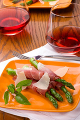 Prosciutto wrapped asparagus