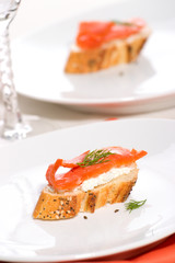 Salmon cheese canape
