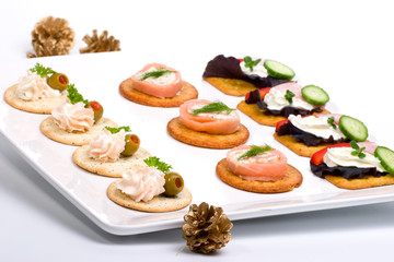 Tray full of fresh canapes