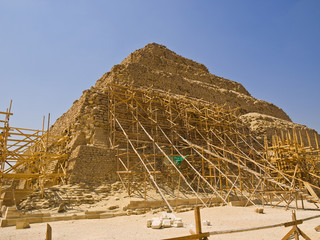 Restoration of the Great pyramid of Djoser in Saqqara