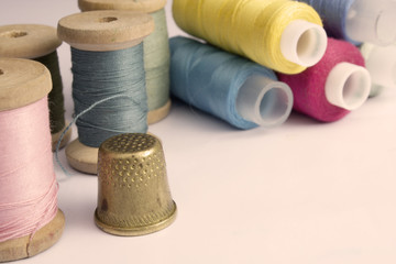 Fototapeta na wymiar spools of sewing threads