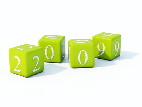 2009 New Year bricks isolated on white