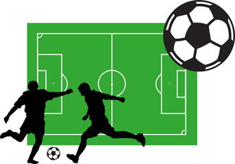 Football players with ball vector illustration