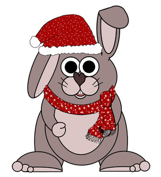 Santa Bunny Rabbit Cartoon - Isolated on white