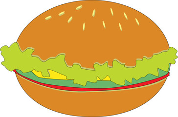 illustration of a burger on white