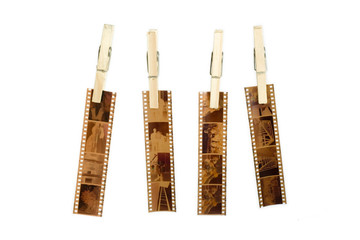 35 mm film hanging with clothespin