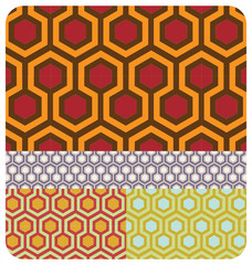 Seamless retro beehive pattern set.