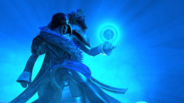 female mage with dragon casting spell