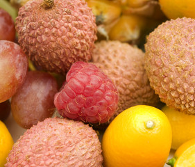 exotic fruits and berries background