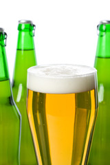 Glass and bottle of beer