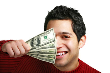 Young man holding $500!