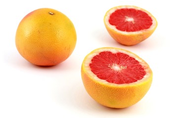 Fresh grapefruit; white background