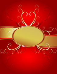 Red Oval Gold Heart Background