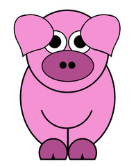 Oink Oink Piggy Cartoon - Isolated On White