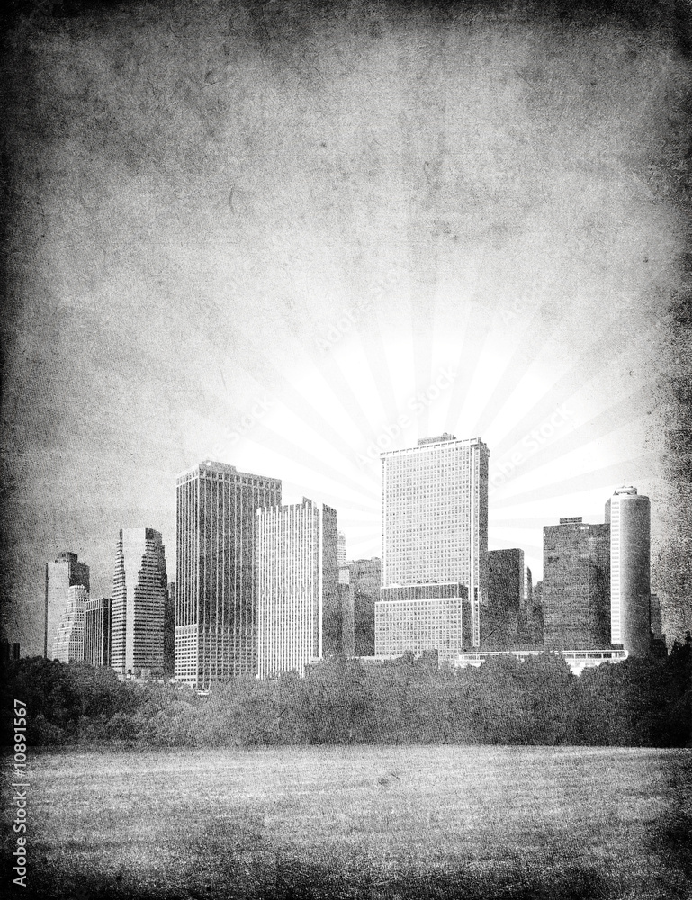 Wall mural grunge image of new york skyline