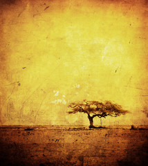 grunge image of a tree on a vintage paper © javarman