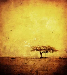 Foto op Canvas grunge image of a tree on a vintage paper © javarman
