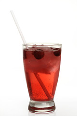 Cocktail with cherry and ice