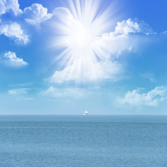 sunshine in cloudy ocean sky