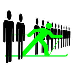 individual on skis amongst standing men