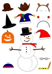 Snowman with interchangeable hat collection