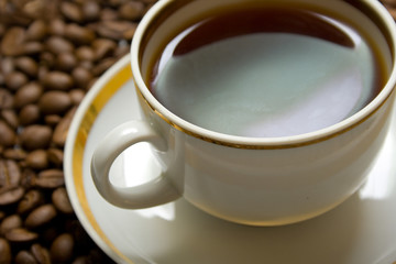 Cup with hot coffee