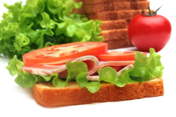 Sandwich and ingredients.